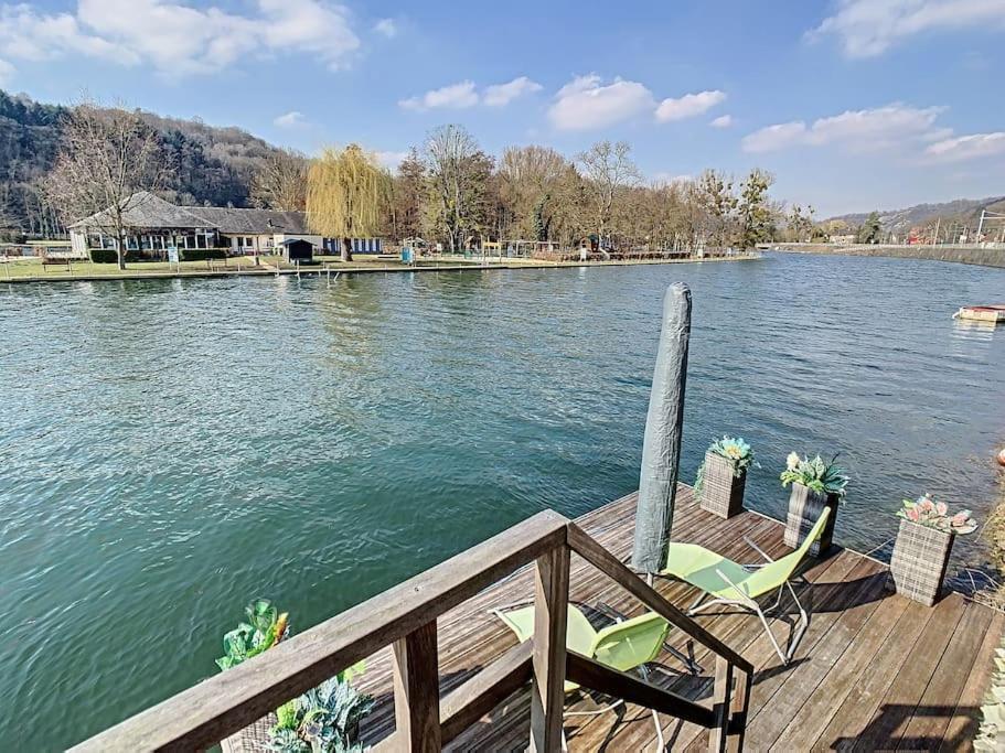 Vue Sur Meuse Avec Jacuzzi Et Sauna Exterieur. Yvoir Kültér fotó