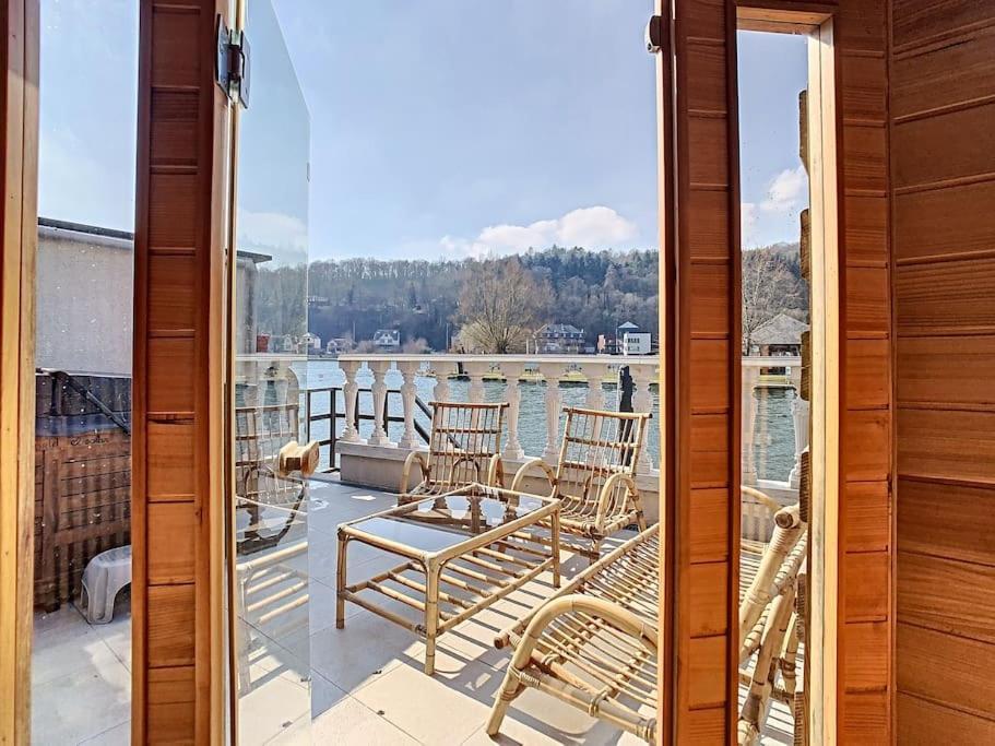Vue Sur Meuse Avec Jacuzzi Et Sauna Exterieur. Yvoir Kültér fotó